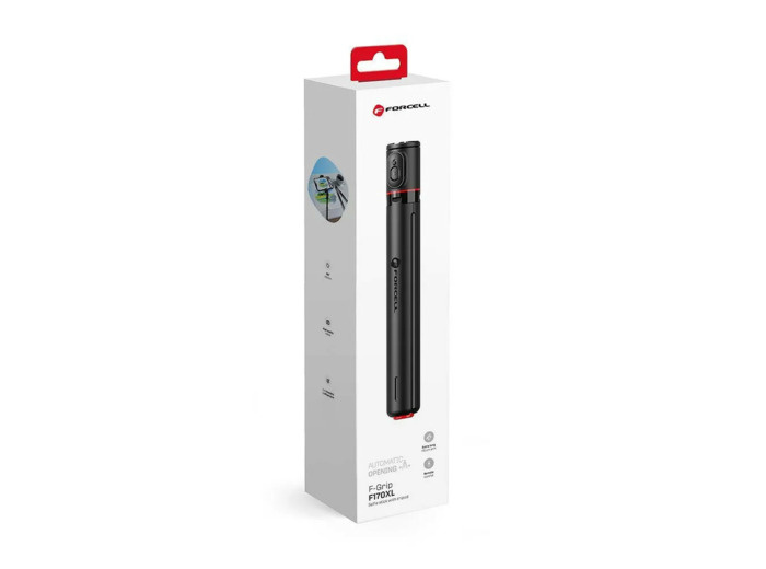 FORCELL F-GRIP F170XL Trépied / Perche à selfie noire 1,70m avec télécommande sans fil