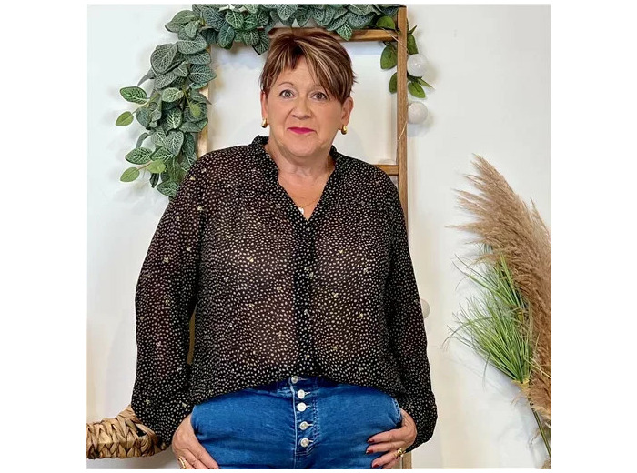 K070- Chemisier voilage By.one (T40-T48) (marine)