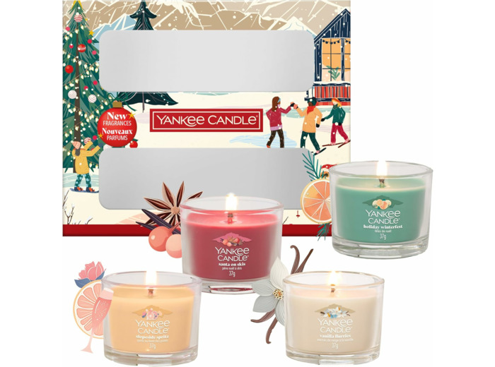 Yankee Candle - Coffret de bougies parfumées de Noël - 4 mini-bougies votives - Collection Après Ski - Cadeaux de Noël parfaits pour les femmes COFFRET CADEAUX