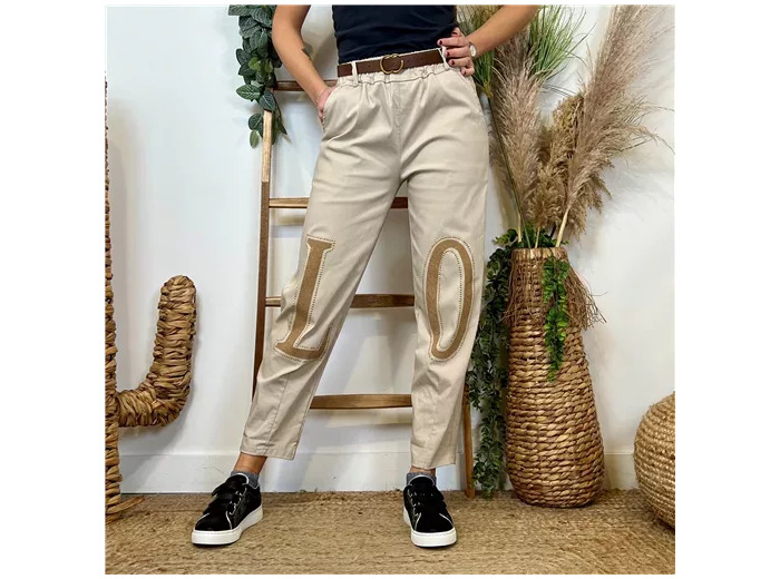 L799- Pantalon stretch  L.O.(tu) 🇮🇹 (beige)