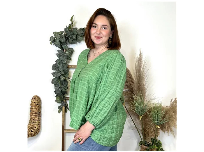 L556- Blouse Gauffrée C'Mélodie 🇮🇹 (vert brésil)