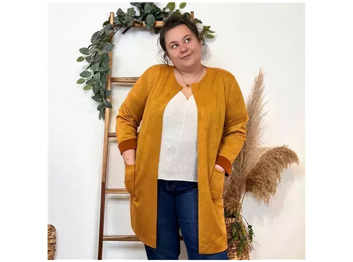 Z554.- Veste ouverte en suédine 🇮🇹 (moutarde)