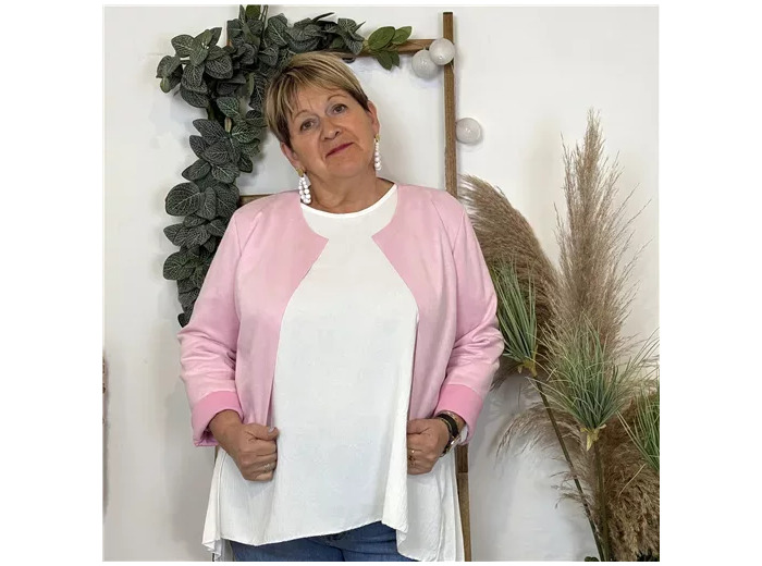 L205- Veste courte suédine (T38-T44) (rose bébé)