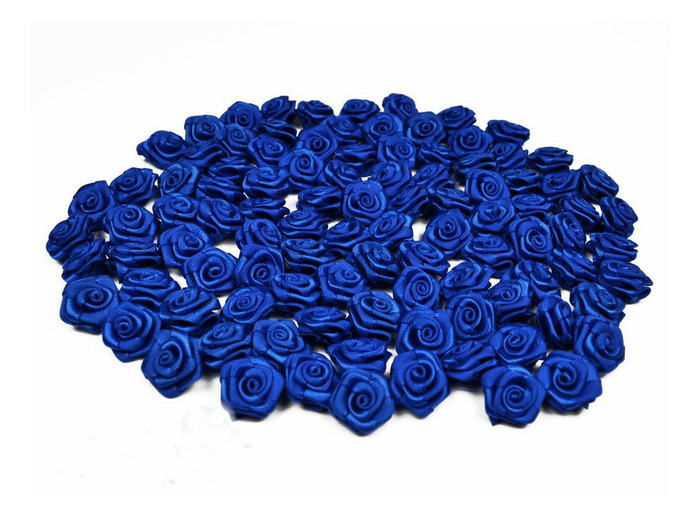 Sachet de 20 petites rose en satin 15 mm BLEU ROI 352