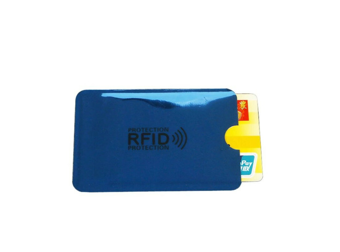 Etui de protection carte bancaire RFID blindé anti-scan Bleu