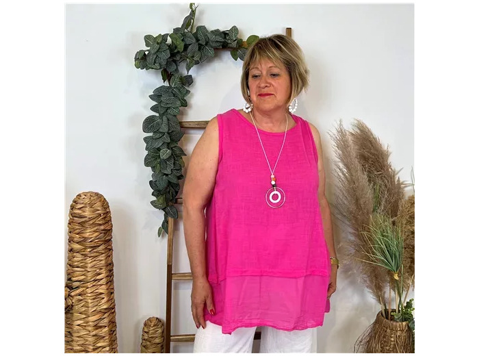 k219- Debardeur coton (Gt) (fuchsia)