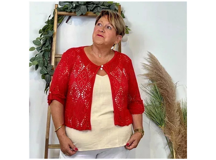 Z132- Gilet court Ajouré 🇮🇹 (rouge)