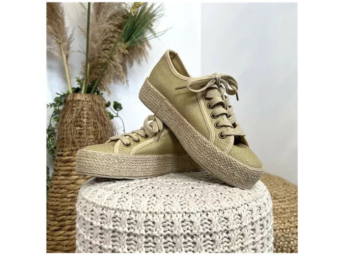 R473- Tennis Lacets texturée (T36-T41) (doré)