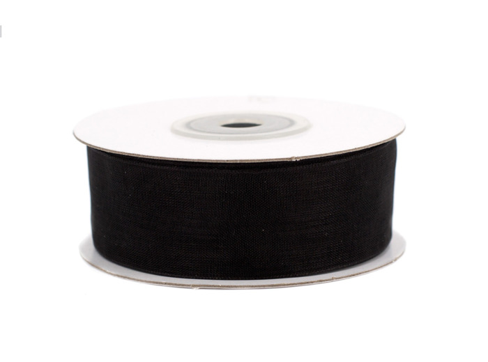 Ruban organza 25 mm de large bobine de 25 metres de long Noir
