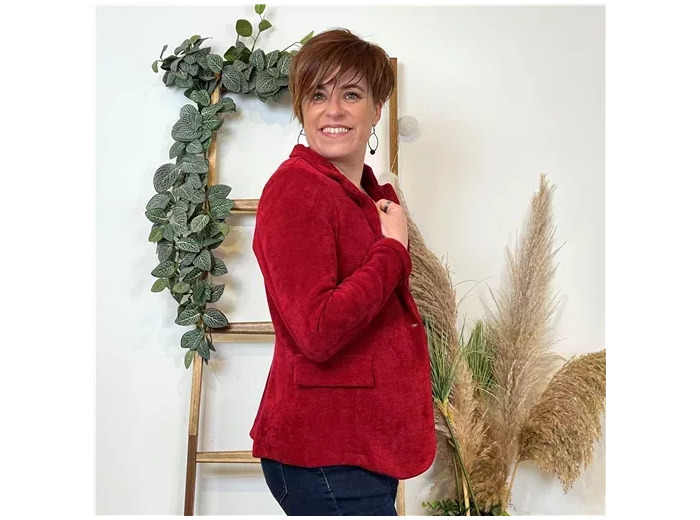 K887- Blazer velour “Italie” (T38-T44) (rouge)