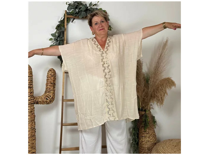 Z301- Tunique de plage Bohême (beige)