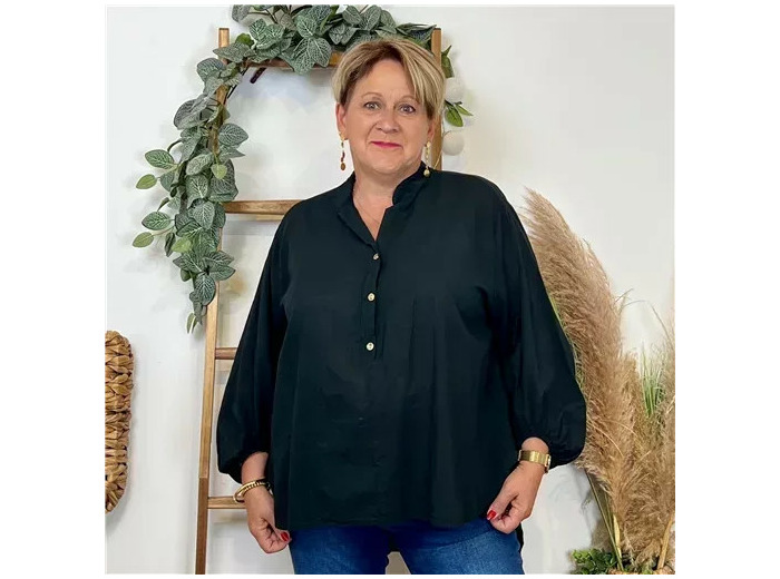 Z135- Blouse Coton unie (Gt) (noir)