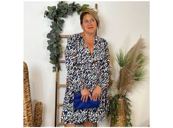 M365- Robe Maëlle marbrée (T40-T48) (bleu canard)