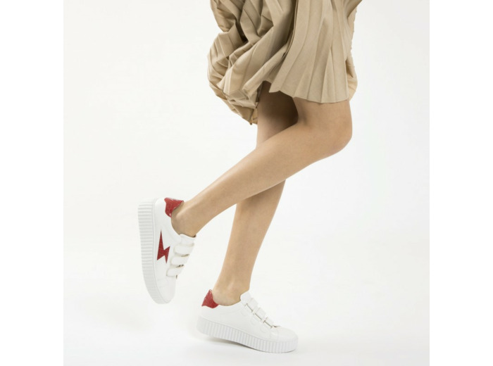 Basket éclair blanc et rouge -  Elsa - Vanessa Wu