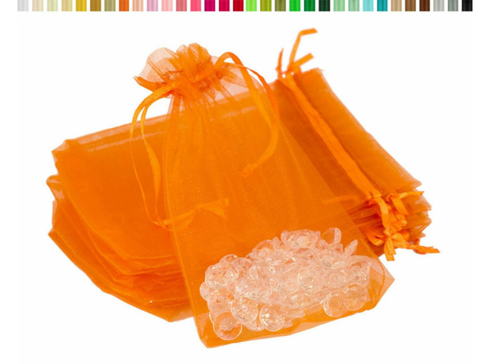 Lot de10 sacs en organza a nouer 7x9 cm pour bijoux orange