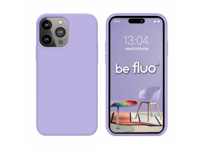 Coque Silicone Moxie BeFluo Fine et Légère pour iPhone 14 Pro Max, Intérieur Microfibre - Lilas