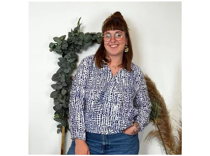 K830- Blouse Boule Christy (T44-T52) (marine)
