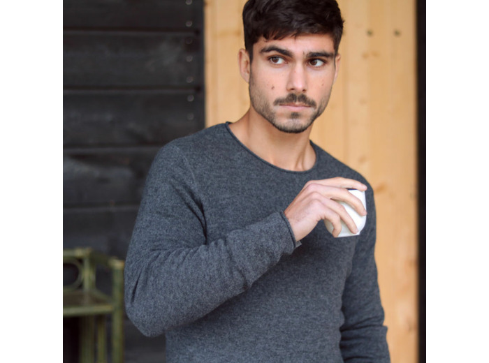 Le Pull Aérien - Mérinos Cachemire - Anthracite chiné