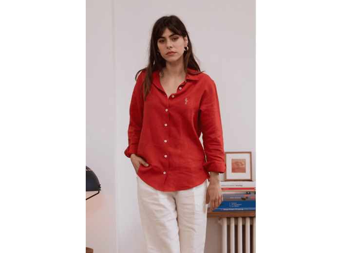 Chemise en lin femme - Brique