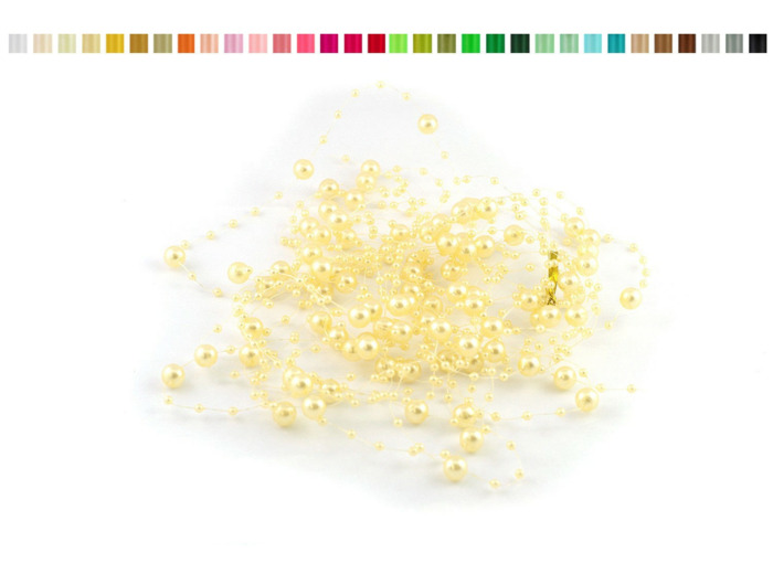 Lot de 5 guirlandes de perles de 1,30m de long chacune creme 820