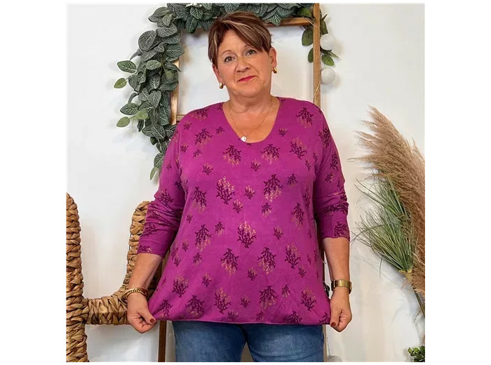 Z128. Pull imprimé "Coraux" (GT) 🇮🇹 (fuchsia)