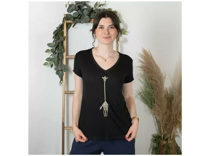 K177- T-Shirt « Girafe» (Tu) 🇮🇹 (noir)