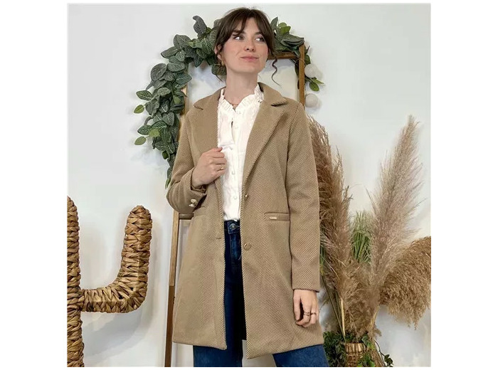 K016- Veste 3/4 doublée (T36-T42) (camel)