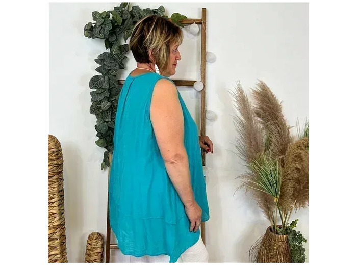 Z158- Debardeur coton (Gt) (bleu turquoise)