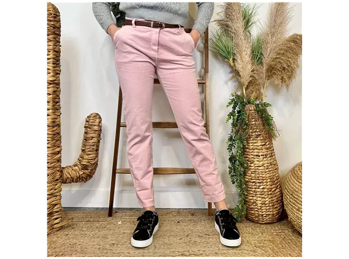 L804- Pantalon en velour (T36-T44) (rose poudré)
