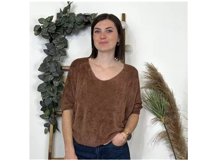K804- Pull "Pilou Pilou" (Tu) 🇮🇹 (marron)