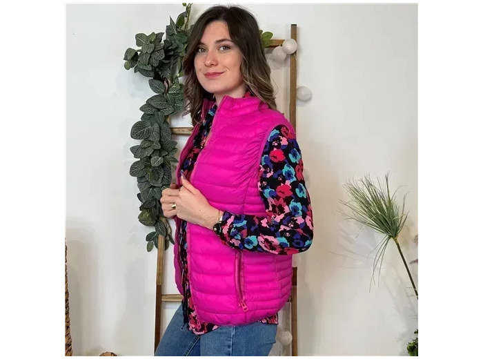 K885- Doudoune sans manche Melya (T36-T44) (fuchsia)