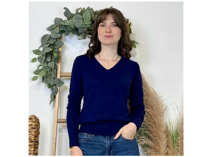 Y372- Pull FIN sans laine «Voggo» (T36-T48) (marine)