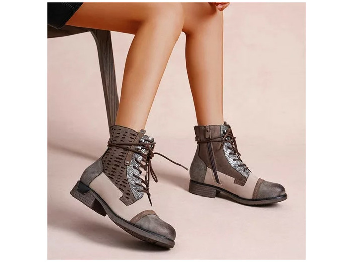 R396- Bottine Patchwork (T36-T42) (kaki)