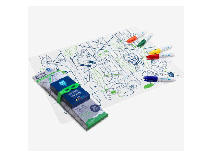 Coloriage effaçable/Set de table "Jungle" - Super Petit