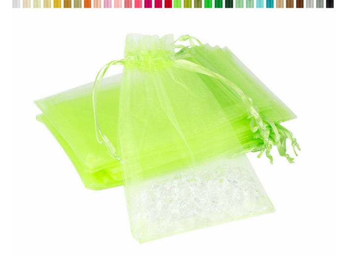 Lot de10 sacs en organza a nouer 7x9 cm pour bijoux vert