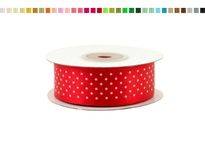 Ruban satin a pois 25mm de large 25m de long Rouge