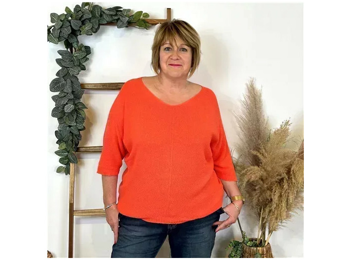 Z163- Pull Nid d'Abeille (Gt)  🇮🇹 (corail)