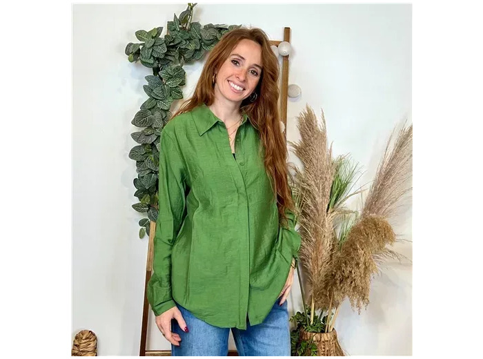 K797- Chemise Maëlle Unie (T36-T40) (vert émeraude)
