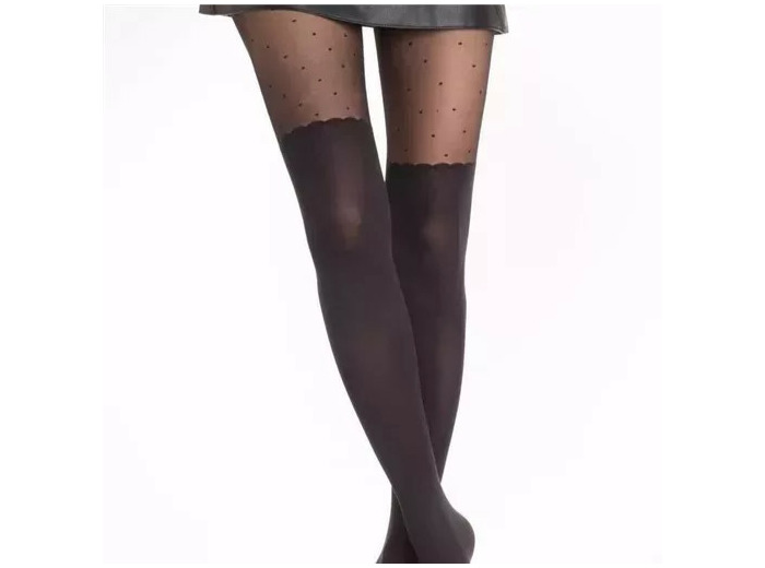 V340- Collants effet bas (Tu) (noir)