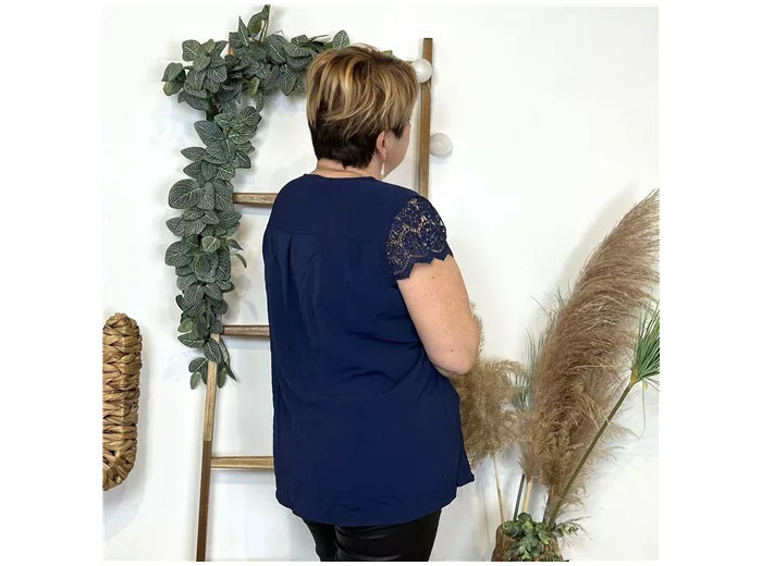 L584- Blouse unie Christy (T44-T52) (marine)