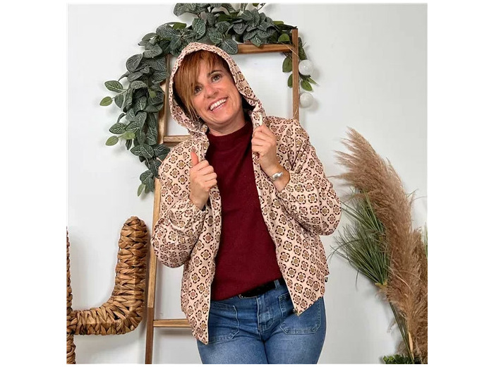K083- Veste Capuche "Cerise Blue" (T36-T42) (beige)