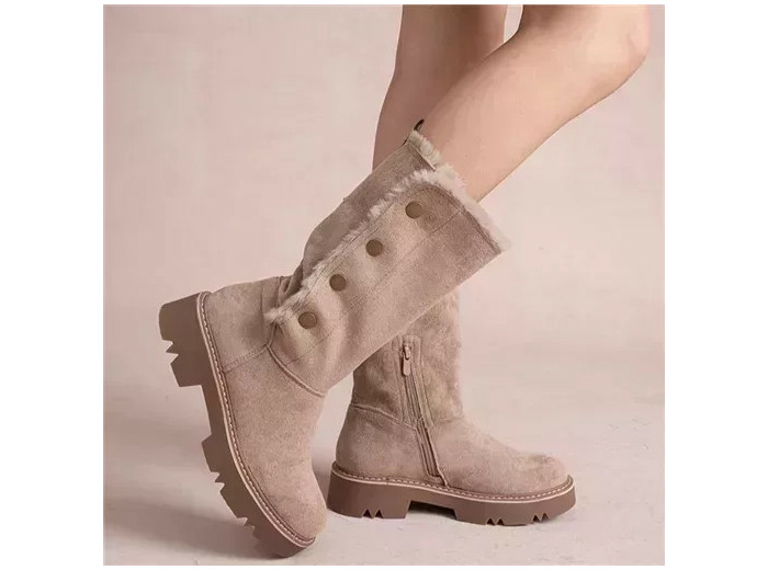 R443- Bottines fourrées daim (taupe)