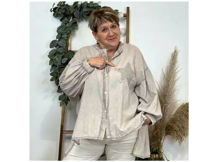 Z333- Chemise Loose étoilée ⭐ (Gt) (taupe)