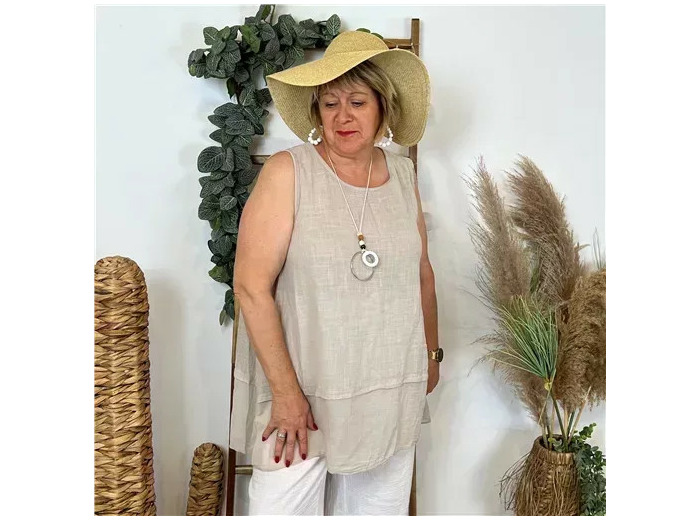 Z158- Debardeur coton (Gt) (beige)