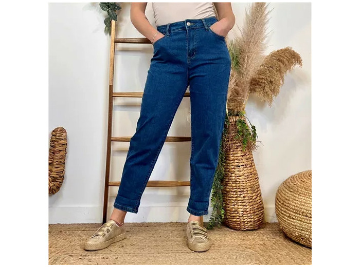 N021- Jean Mom-Fit (T36-T44) (denim foncé)