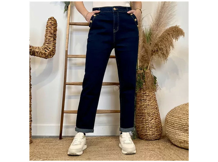 M944- Jean Mom Voggo boutons (T36-T44) (brut)