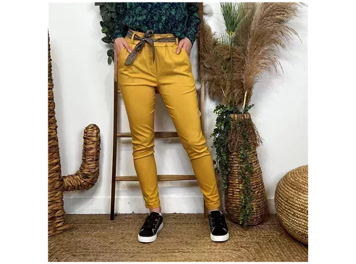 L805- Chino Ceinture Stretch (T36-T44) 🇮🇹 (moutarde)