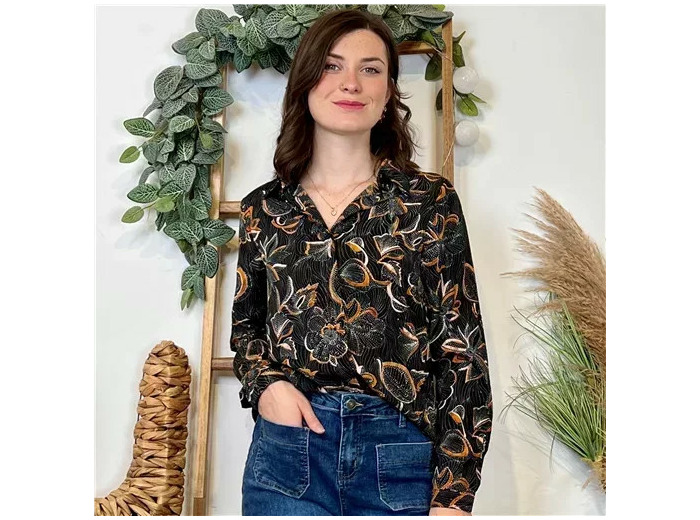 K091- Blouse By-One Pointillé (T36-T38) (noir)