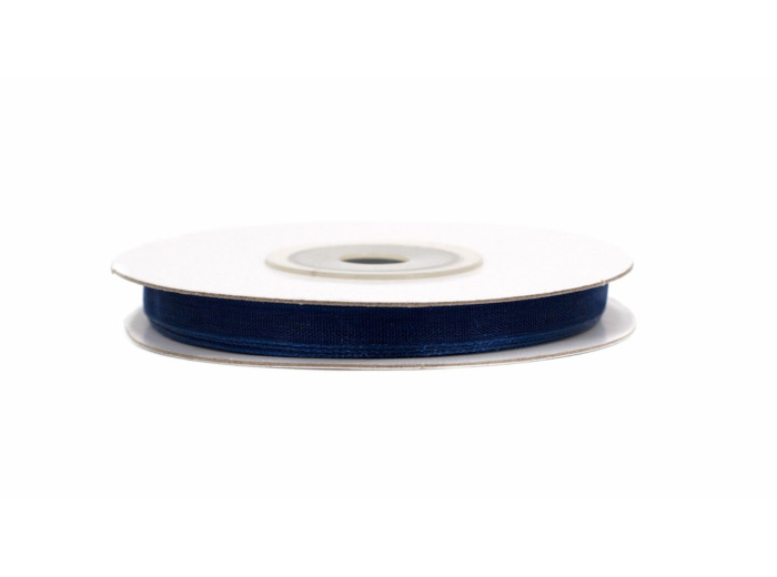 Ruban organza 6 mm de large bobine de 25 metres de long bleu marine