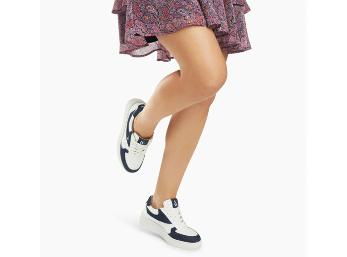 Baskets blanc et denim à lacets - Théonie - Vanessa Wu